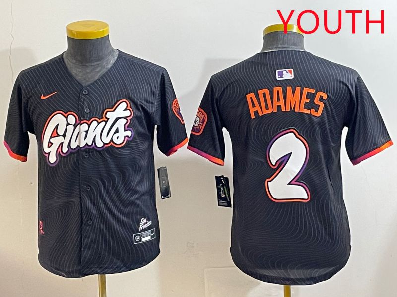 Youth San Francisco Giants #2 Adames Black Joint Name 2025 Nike MLB Jersey style 1